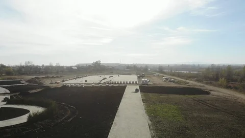Aerial view of the construction site. Stock Footage 124592009