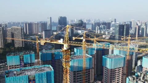 Aerial view of construction site in hangzhou Stock Footage 165455572