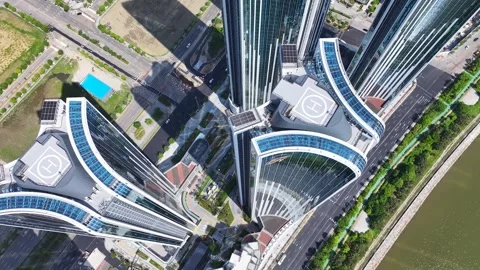 Aerial view of the construction site of the Hillstate Songdo The Sky apartme Vídeo Stock 289375528