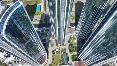 Aerial view of the construction site of the Hillstate Songdo The Sky apartme Vídeo Stock 289375670