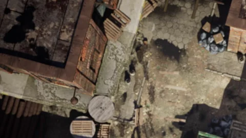 Aerial view of a construction site with materials and tools Stock Footage 345014184
