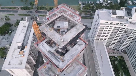 Aerial view of construction site in Miami Beach, United States. Stock Footage 346631060