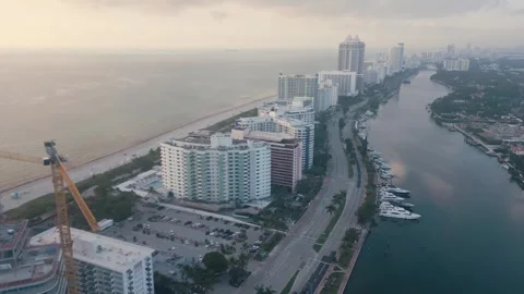 Aerial view of construction site in Miami Beach, United States. Stock Footage 346635954