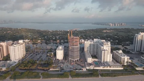 Aerial view of construction site in Miami Beach, United States. Stock Footage 346636121