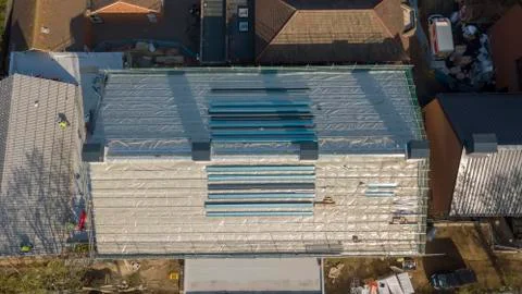 Aerial view of a construction site of a school in East London, UK Foto stock