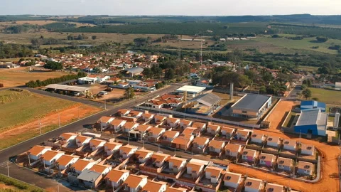 Aerial view of construction site of standardized houses Stock Footage 117629468
