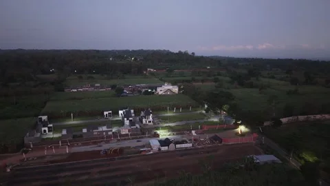 Aerial view of a construction site at twilight Stock Footage 339088680