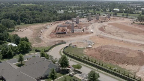 Aerial view of construction site work in progress Stock Footage 113030867