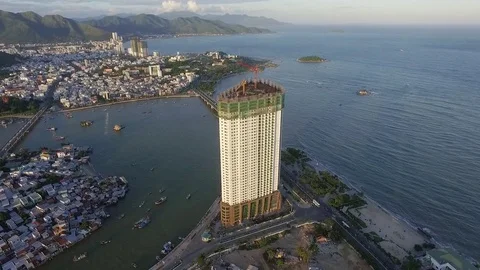 Aerial View of the Construction of a Skyscraper Video stock 72184587