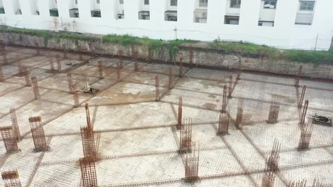 Aerial view, construction work of High Rise Buildings is in progress Stock Footage 249309168