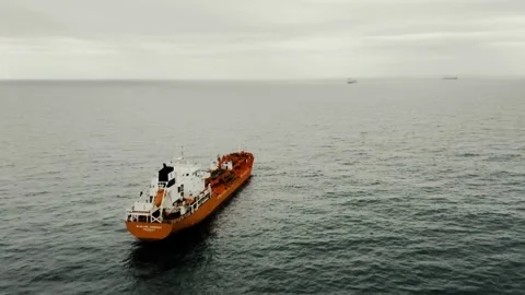 Aerial view container cargo freight oil tanker maritime sea transport marine Stock Footage 336446046