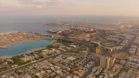 Aerial view of container cargo ship in the export and import business and log Stock Footage 128319871