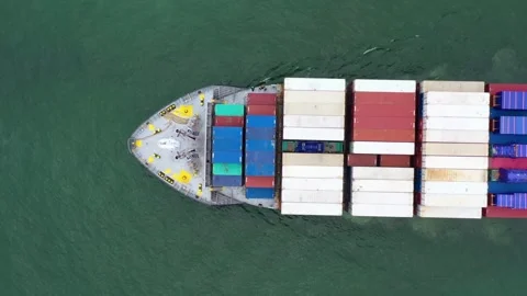 Aerial view container cargo ship business logistic and international Stock Footage 336445701