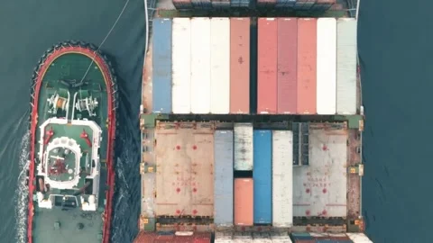Aerial view container cargo ship business logistic and international Stock-Footage 336445714
