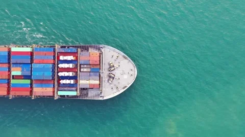 Aerial view container cargo ship business logistic and international Stock Footage 336445729