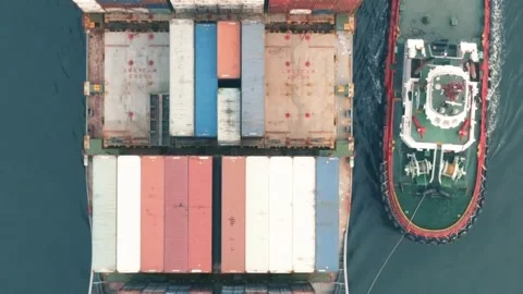 Aerial view container cargo ship business logistic and international Stock-Footage 336445756