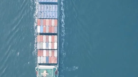 Aerial view container cargo ship business logistic and international Stock Footage 336445768