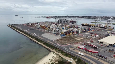 Aerial view of container port and shipping terminal 스톡 동영상 342326526