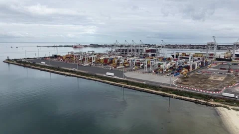 Aerial view of container port logistics terminal 스톡 동영상 342326614