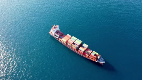 Aerial view of container ship anchored. Stock Footage 133211135