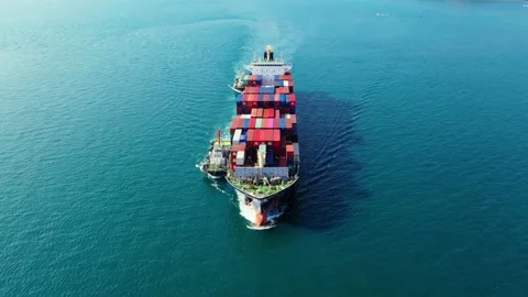 Aerial view container ship business transportation international freight Stock Footage 336445429