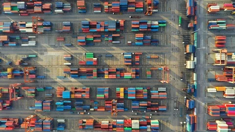 Aerial view. Container ship in export and import business and logistics Stock Footage 113137323