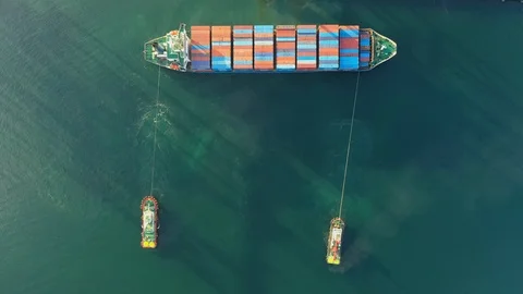 Aerial view. Container ship in export and import business and logistics Stock Footage 113138008