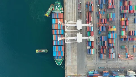 Aerial view. Container ship in export and import business and logistics Vídeos de archivo 113138331