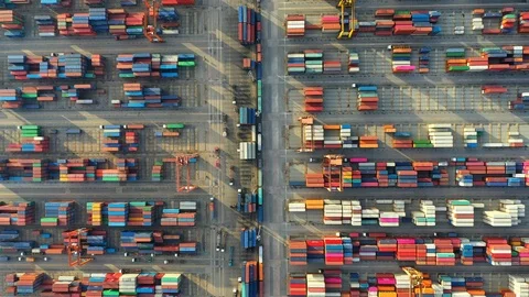 Aerial view. Container ship in export and import business and logistics Stock-Footage 113139794