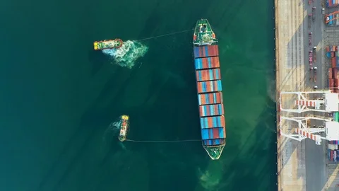 Aerial view. Container ship in export and import business and logistics Stock Footage 113139932