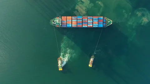 Aerial view. Container ship in export and import business and logistics Stock Footage 113141220