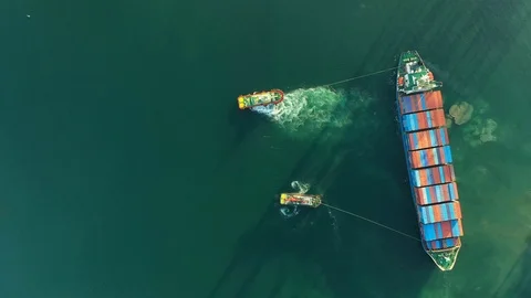Aerial view. Container ship in export and import business and logistics 動画素材 113141222