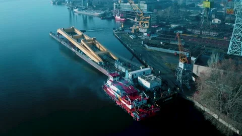 Aerial view of container ship Stock Footage 159492599