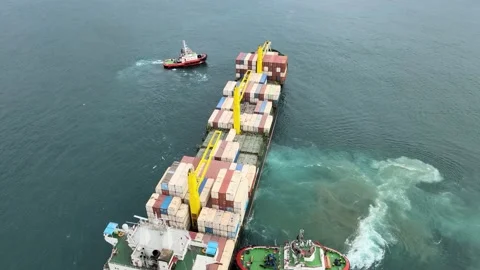 Aerial view container ship Stock Footage 239280006