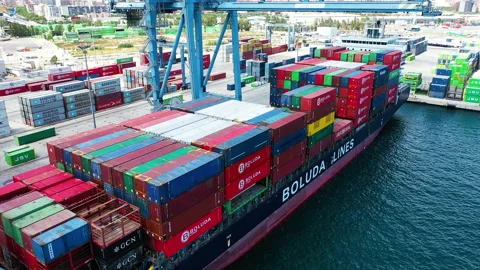 Aerial view of the container ship JOSITA B. Stock Footage 138070854