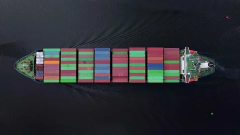 Aerial view container ship, logistics import export, shipping or transportation Stock Footage 211659282