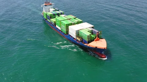 Aerial view of container ship maneuverin... | Stock Video | Pond5