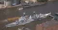 Aerial View of Container Ship Passing on Thames River Cargo Transport in London 4k or 4k+ Resolution