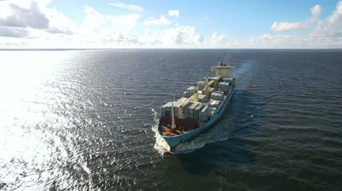 Aerial view of container ship sailing in the sea Video stock 67216448