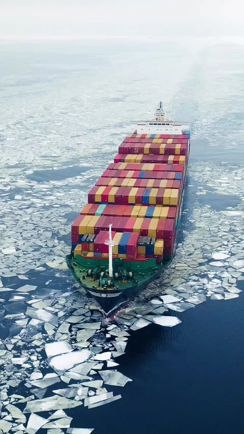 Aerial view of container ship sailing in sea Stock Footage 224439411