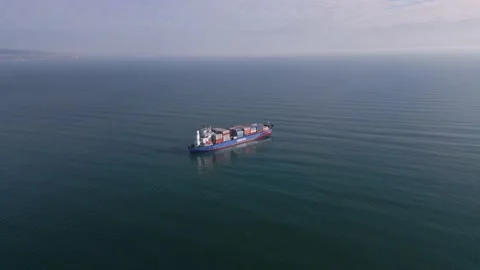 Aerial view container ship, shipping or transportation concept background. Stock Footage 233812231
