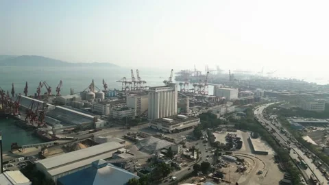 Aerial View Container Ship Unloading Freight Port Of SheKou Stock Footage 220267599
