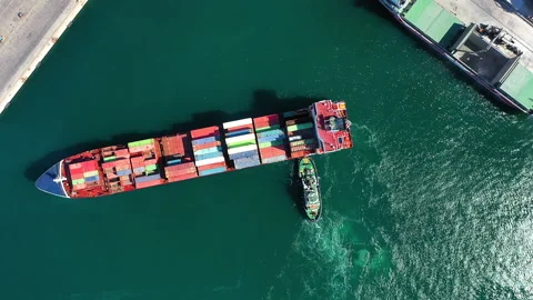 Aerial view of container ship Veronica B in the port of Alicante. Stock Footage 137569035