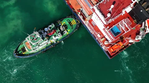 Aerial view of container ship Veronica B in the port of Alicante. Stock Footage 137574502