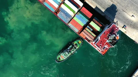 Aerial view of container ship Veronica B in the port of Alicante. Stock Footage 137577789