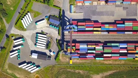 Aerial view of container terminal Stock Footage 82138305