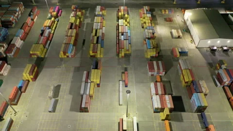 Aerial view to a container unloading terminal of port of Burgas, Bulgaria 스톡 동영상 317159227