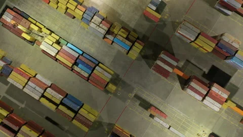 Aerial view to a container unloading terminal of port of Burgas, Bulgaria 스톡 동영상 317160811