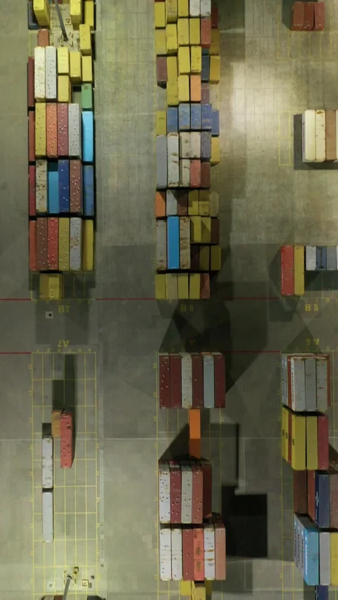 Aerial view to a container unloading terminal of port of Burgas, Bulgaria 스톡 동영상 317165286