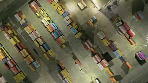 Aerial view to a container unloading terminal of port of Burgas, Bulgaria 스톡 동영상 317166083